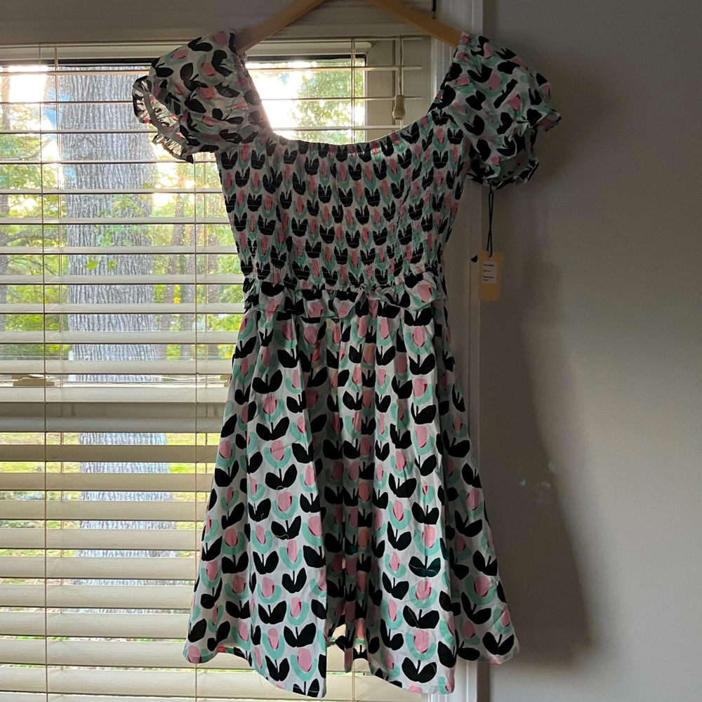 Smak Parlor Mod 60s Flower Print Babydoll Dress Large